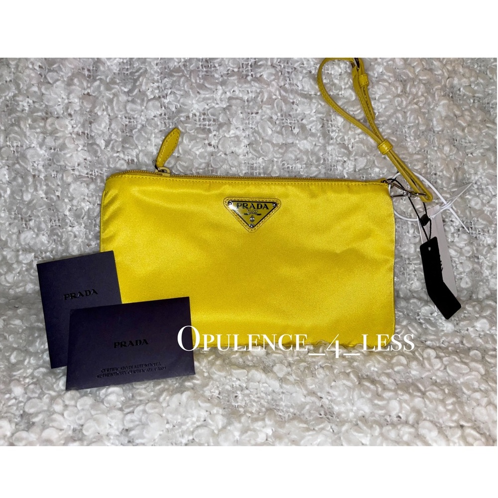 Prada Yellow Nylon Clutch/Wristlet.